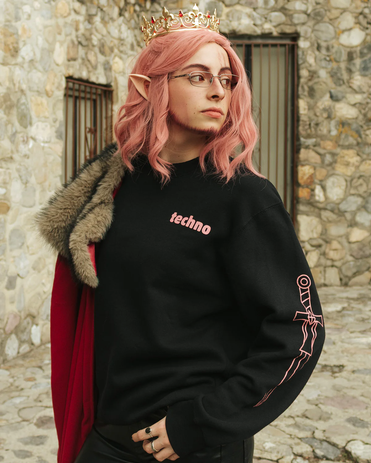 Techno Said It Crewneck Sweatshirt (Black) - Image 4
